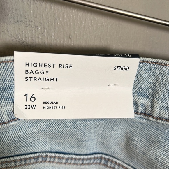 NWT American Eagle Highest Waist Baggy Straight Jeans Size 16 - Picture 3 of 5